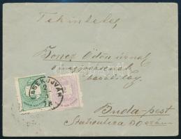 1878 2kr + 3kr gyöngyjavítással levélen "ÉRSEKÚJVÁR"