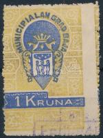 1919 Baja városi bélyeg látványosan elfogazva