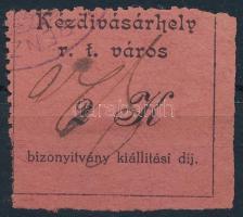 Kézdivásárhely okirati illetékbélyeg, 2 oldalon fogazatlan (30.000)