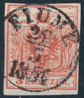 1850 3kr HP III intenzív szín "FIUME 1854"