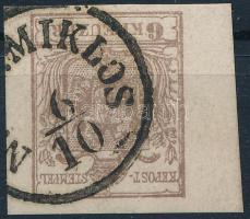 1850 6kr MP III vastag papír, 5-6 mm ívszél "N. (SZ.) MIKLÓS" Sign: Ferchenbauer