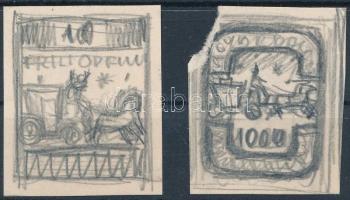 1946 Konecsni György 2 klf bélyegterv vázlata