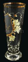 cca 1900 monogramos szecessziós pohár, kopással, m: 18,5 cm