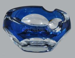 Kétrétegű hántolt kristály hamutál, d: 12,5 cm