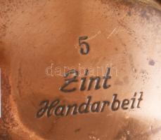 Eugen Zint talpas réz kínáló, jelzett, 12x15 cm