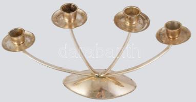WMF art deco négyágú ezüstözött gyertyatartó, kopással, jelzett, 33x19 cm