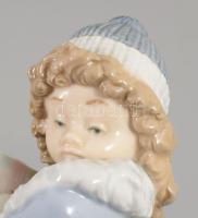 Lladro ajándékot kapott hölgy porcelán figura, jelzett, hibátlan, m: 12 cm
