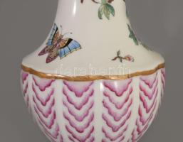 Herendi minta stílusában megfestett porcelán váza, restaurált, m: 22 cm