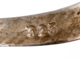 Ezüst (Ag) gyűrű, lila kővel és markazitokkal, m: 55, bruttó 5g