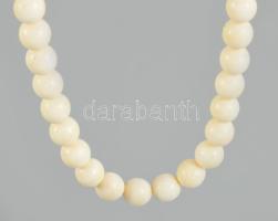 cca 1900 Antik csont nyaklánc, h: 31,5 cm