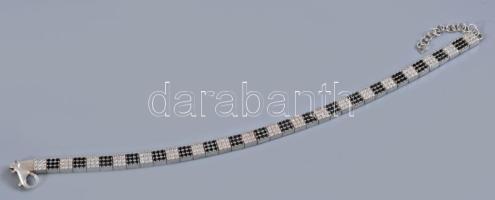 Ezüst (Ag) karkötő, markazittal, 925 ezrelékes, h: 16 cm, bruttó 8,7g