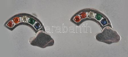 Ezüst (Ag) fülbevaló pár, kövekkel, bruttó 1,5g