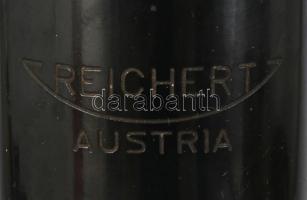 Reichert Austria antik mikroszkóp, fa dobozában, m: 31 cm