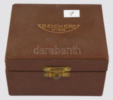 Reichert Austria antik mikroszkóp, fa dobozában, m: 31 cm