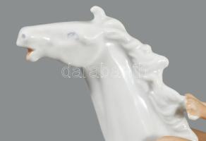 Schaubach Kunst lovagló nimfa figura. Mázas és biszkvit porcelán, jelzett, hibátlan, 17x13 cm