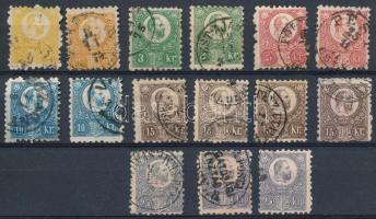 1871 Réznyomat 15 bélyeg színárnyalatokkal közte 2 teljes sor (~100.000)