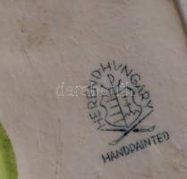 Herendi pillangó virágon asztaldísz. Jelzett, kézzel festett, hibátlan, 12x7,5 cm