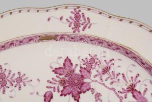 Herendi Apponyi purpur mintás pecsenyés tál, jelzett, restaurált, 36x27 cm