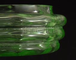 cca 1920 Uránium üveg edény, pattogzással, d: 13 cm, m: 6 cm