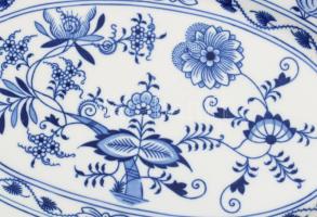 Dubi Bohemia 2 darab hagymamintás pecsenyés tál, jelzett, hibátlan, 35x23 cm, 29x19 cm