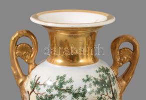 cca 1840-1860 Biedermeier porcelán váza, kopott, restaurált, m: 25 cm