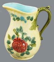 cca 1900 Luneville francia fajansz kancsó, jelzett, felületi hibával, m: 19 cm