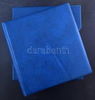 14 db 8-as osztású 2 oldalas fekete Lindner műanyag berakólap kék gyűrűs borítóval és tokkal