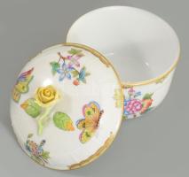 Herendi Viktória mintás cukortartó, jelzett, fogó kis lepattanással, d: 12,5 cm, m: 12 cm