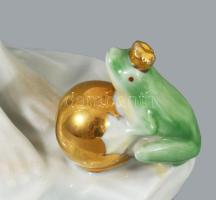Herendi Békakirálynő. Jelzett, kézzel festett, hibátlan, m: 28 cm /// Herend Frog Queen. Hallmarked,...