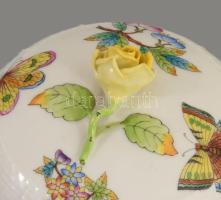 Herendi Viktória mintás cukortartó, jelzett, hibátlan, d: 12,5 cm, m: 11,5 cm
