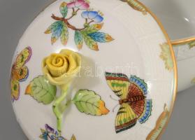 Herendi Viktória mintás cukortartó, jelzett, hibátlan, d: 12,5 cm, m: 11,5 cm