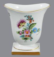 Herendi virágmintás laposváza, jelzett, kis ütődésnyommal, m: 13 cm