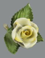 Herendi sárga rózsa. Jelzett, kézzel festett, hibátlan, h: 8 cm