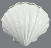 Olasz kagyló alakú fajansz virágváza, jelzett, hibátlan, 14x21 cm