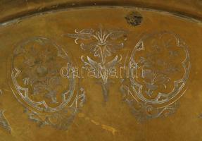 cca 1900 Alpakka tálca virágmintákkal, 35x27 cm