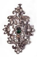 Ezüst (Ag) bross, kövekkel, kőhiánnyal, 4,5 cm, bruttó 5,5g