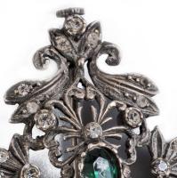 Ezüst (Ag) bross, kövekkel, kőhiánnyal, 4,5 cm, bruttó 5,5g