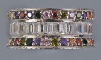 Ezüst (Ag) gyűrű, színes kövekkel, m:50, bruttó 6,6g