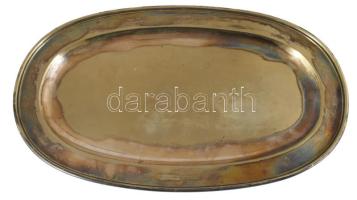 Nagyméretű jelzett ezüstözött alpakka kínálótál, 56x34 cm