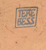 Meandermintás aszimmetrikus kétfüles kerámia váza. Jelzett, hibátlan, m: 21,5 cm