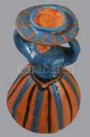 Lengyel iparművész kerámia kalapos hölgy figura. Jelzés nélkül, hibátlan, m: 20 cm