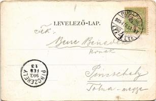 1903 Budapest VIII. Kerepesi út (Rákóczi út), Ehm János nagyvendéglője a Nemzeti Színház bérpalotájá...