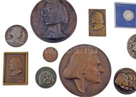 Rendkívül tartalmas, a 20. századot átölelő Liszt Ferenc plakett, emlékérem és forint emlékérme téte...