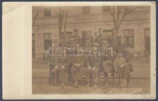 Csíkszereda railway station with a group of railwaymen photo (EB)