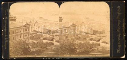 cca 1884 Budapest, a Margitsziget Buda felől, sztereófotó Weinwurm Antal műterméből, 8,5×18,5 cm