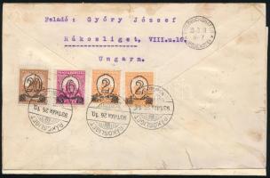 1931 Zeppelin sor ajánlott légiposta levélen - Zeppelin I. Magyarország - Németország útja alkalmi b...