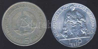 NDK 1972. 5M "Meißeni dóm" T:3 + 1947. 10L utánnyomat "XII. Pius Pápa"