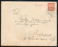 1903 Levél VESZPRÉM-GYŐR vasúti mozgóposta bélyegzéssel / Cover with railway postmark