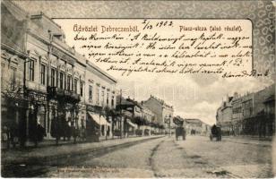1902 Debrecen, Piac utca, Biedermann E. és Fia üzlete, Phönix Biztosító Társaság fiókja. Pongrácz Géza kiadása, Kiss Ferenc eredeti fényképe után (EK)