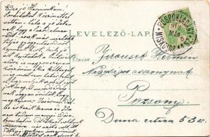 1912 Tokaj, Rákóczy (Rákóczi) vár helye + "PÜSPÖKLADÁNY - MISKOLCZ 11. SZ" vasúti mozgópos...